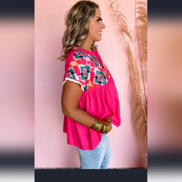 ✨️Sale✨️Strawberry Pink V Neck Blouse (New/Unused still in package) - Picture 3 of 8